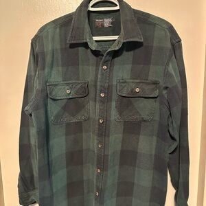 Green and Black Plaid Button-Up Shirt